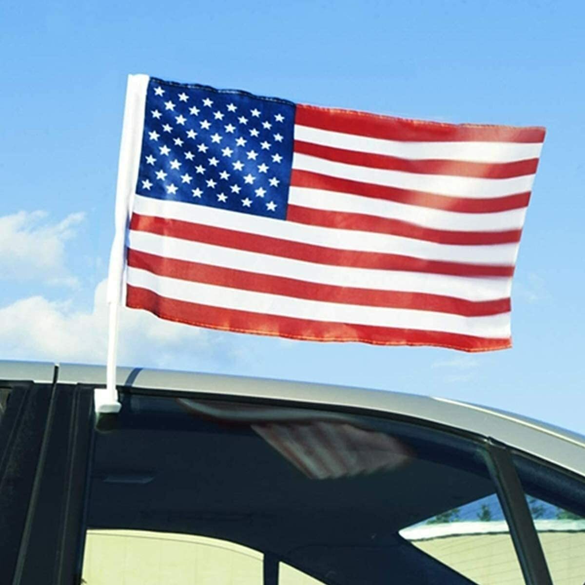48 Pack Lot 12×17 USA Flags Car Window Clip On Fan Banners Car Flag US Seller