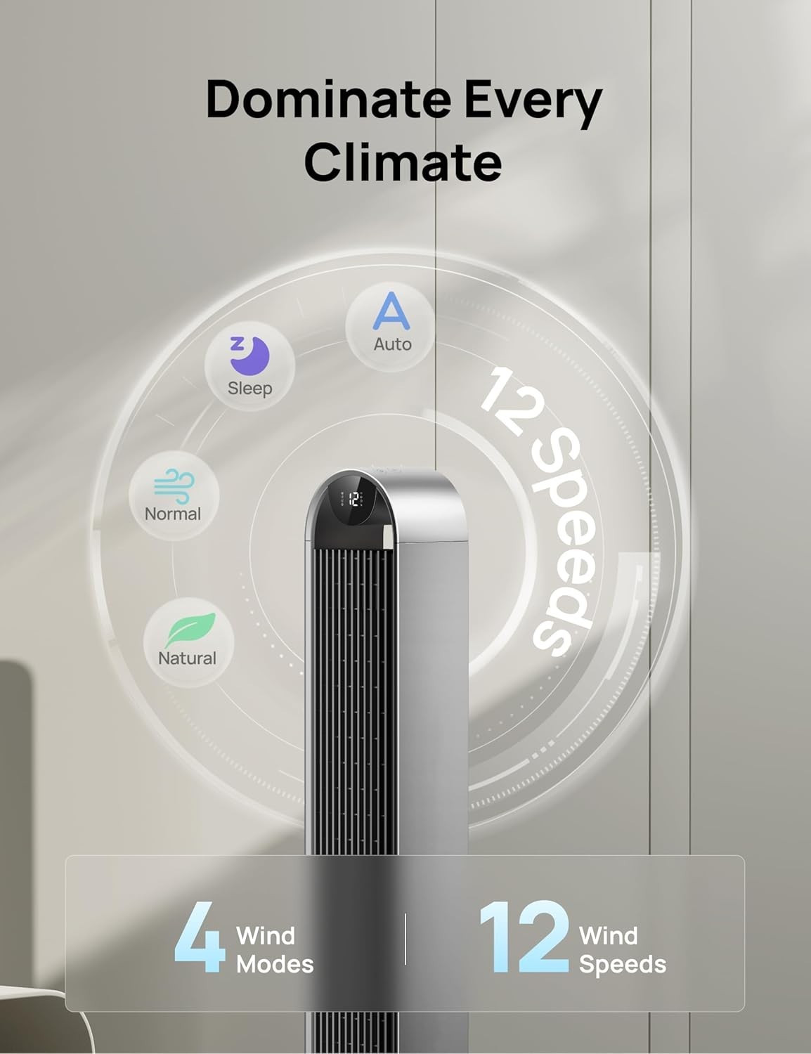 DREO 42-Inch Tower Fan – Powerful, Quiet & Efficient Whole-Room Cooling