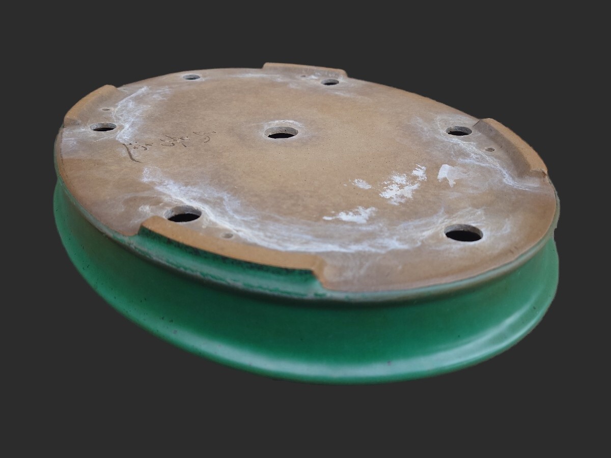 Japanese Bonsai Pot Tokoname Green Glazed Oval Extra Large W41cm YAMAFUSA
