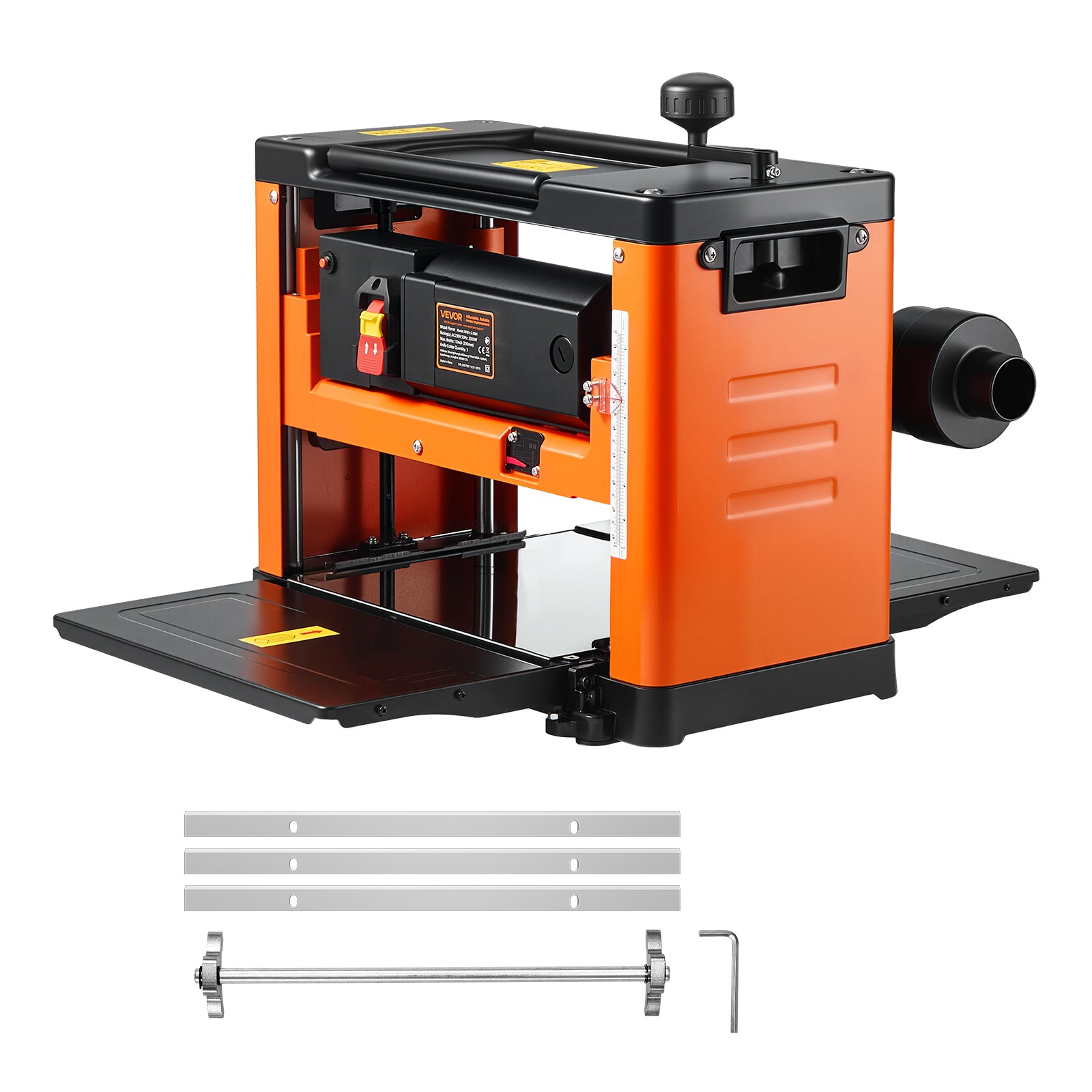 VEVOR Thickness Planer Three-Blade Power Benchtop Planer Woodworking 2000W 13 in
