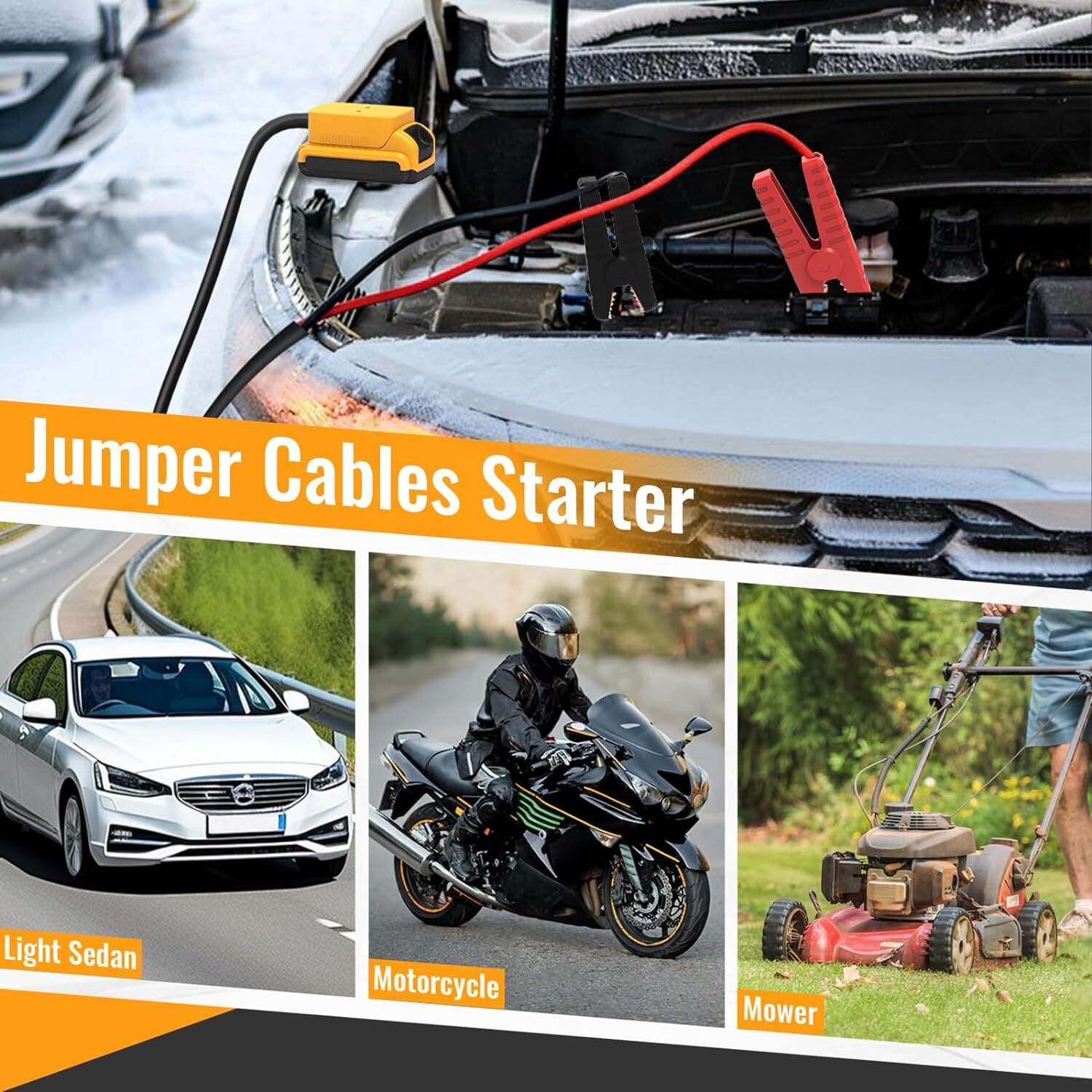 5.9FT Jump Starter 8AWG Jumper Cables Charger Adapter for Dewalt 18V 20V Battery