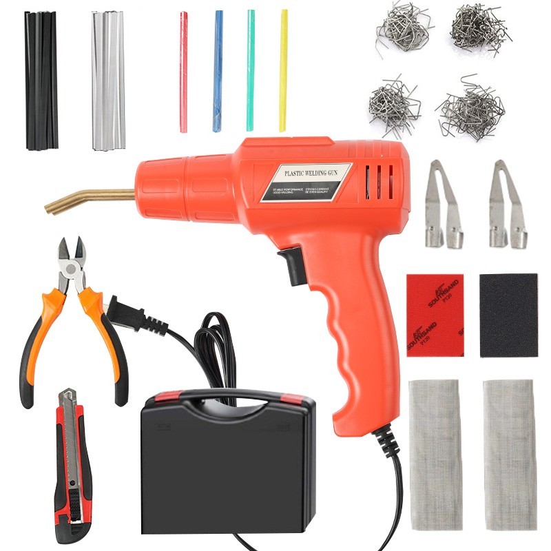 Upgrade 150W Hot Stapler Car Bumper Fender Fairing Welder Gun Plastic Repair Kit