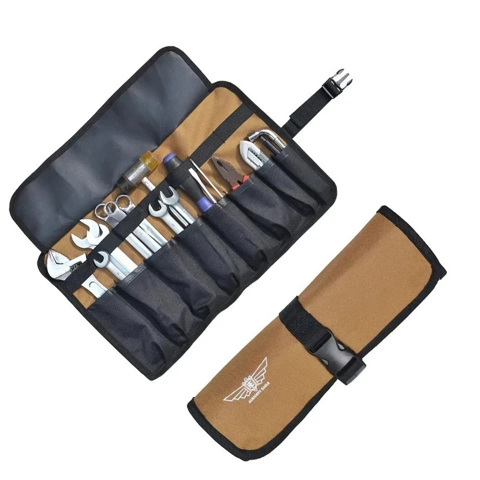 1pc Roll-Up Motorcycle Tool Bag – Pocket Oxford Cloth Organizer with Buckles