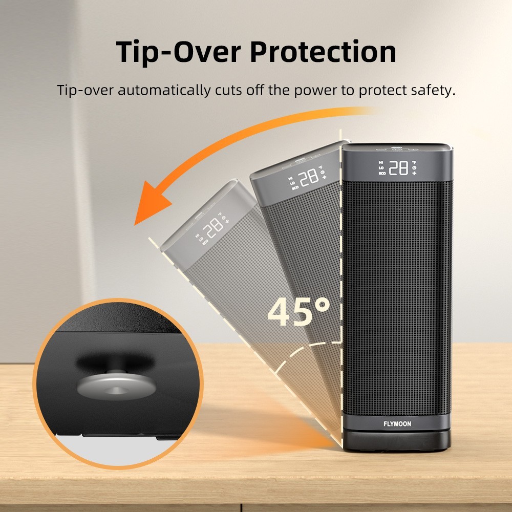 1500W Oscillating 60° Portable Space Heater 12hr-Timer with Remote Control