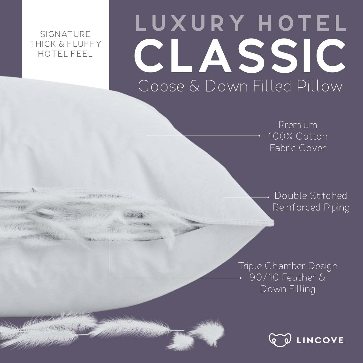 Lincove Classic™ Hotel Collection Down and Feather Bed Pillow – Made in the USA