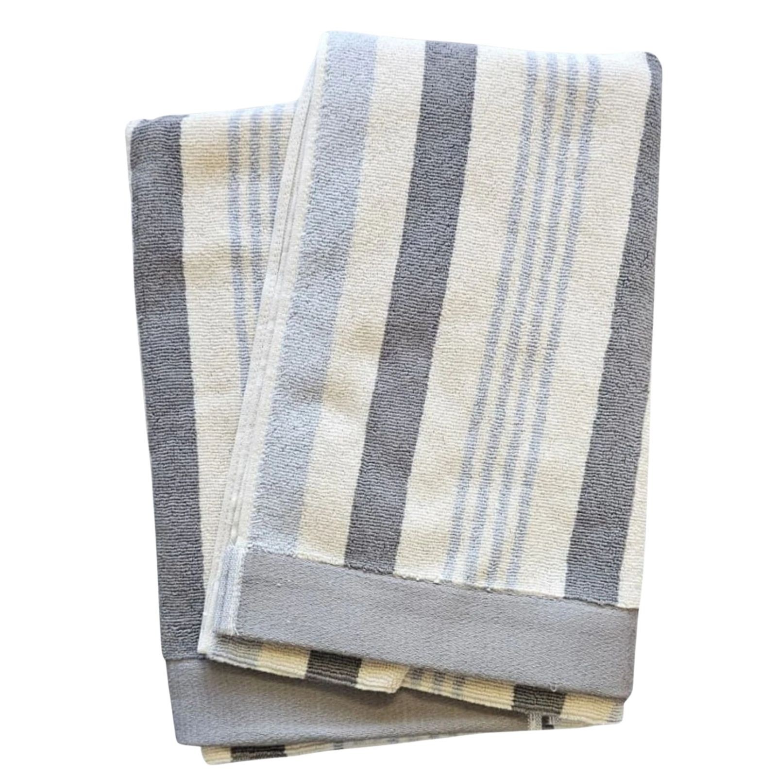 Hotel & Spa Pool Beach Towels 100% Ring Spun Cotton Gray Striped Hanging Loop