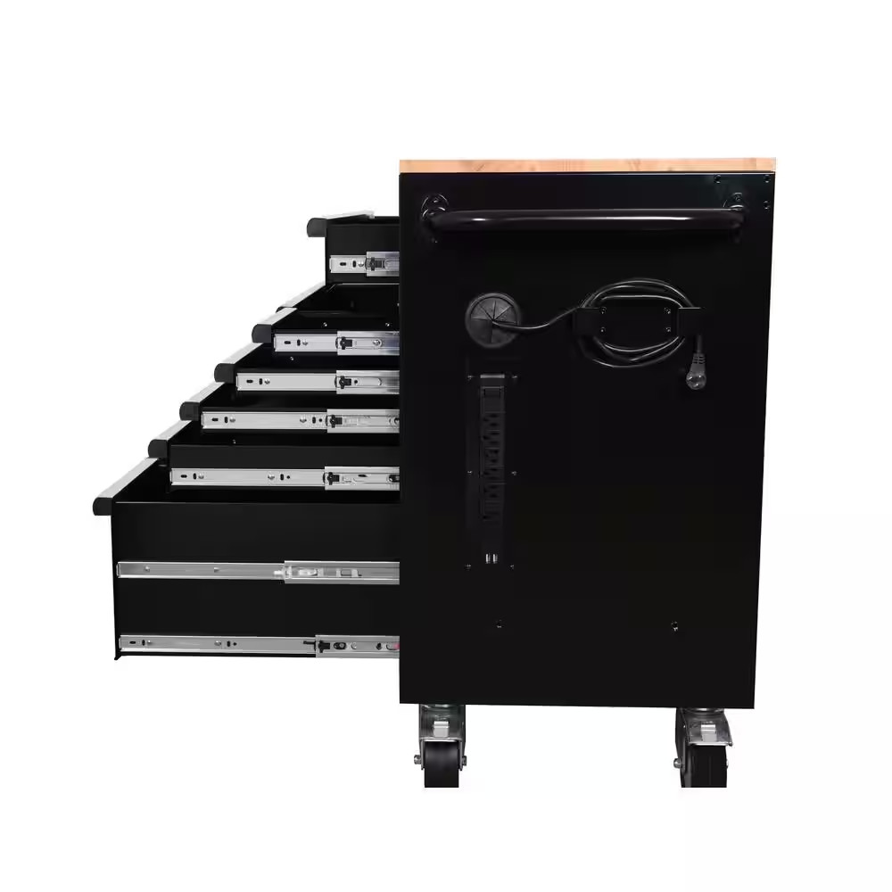 Husky 52 in. x 20 in. Black Mobile Chest Drawer Workbench Cabinet Storage Tool