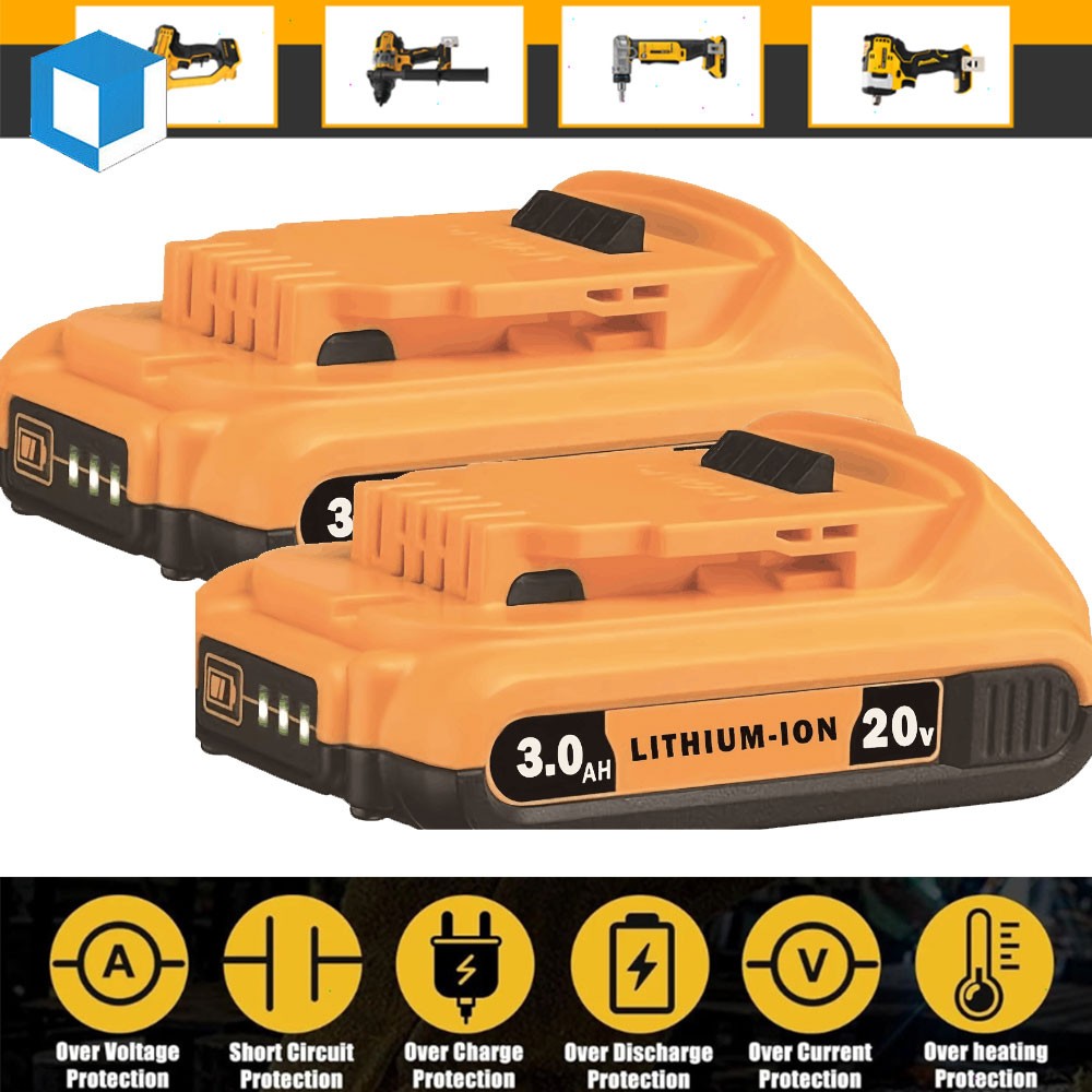 2Packs Dewalt 20V 3.0Ah Lithium-Ion Battery DCB203 Replacement for 20V MAX Tools