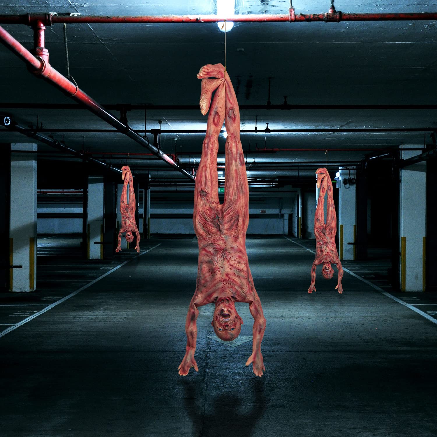 Halloween Bloody Dead Body, 4.6 ft Latex Skinned Full Body Hanging Corpse Tor…