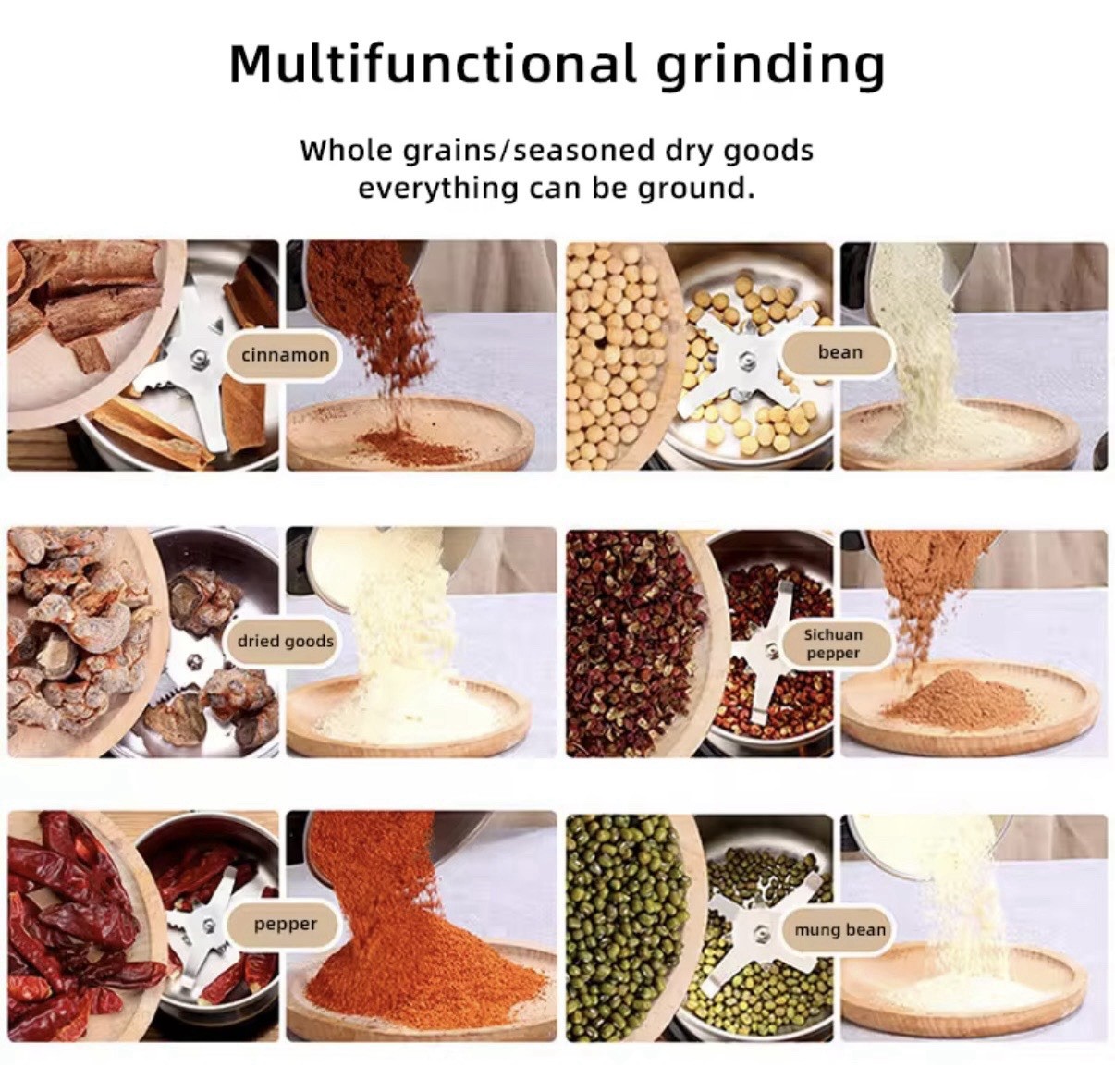 Electric Coffee Bean Grinder Nut Seed Grind Spice Crusher Mill Blender W/Handle