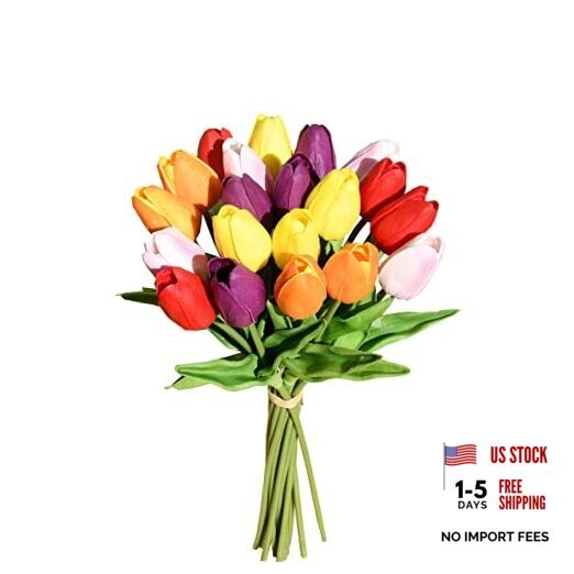 20pcs Multicolor Flowers Artificial Tulip Silk Flowers 13.5″ for Multi Color