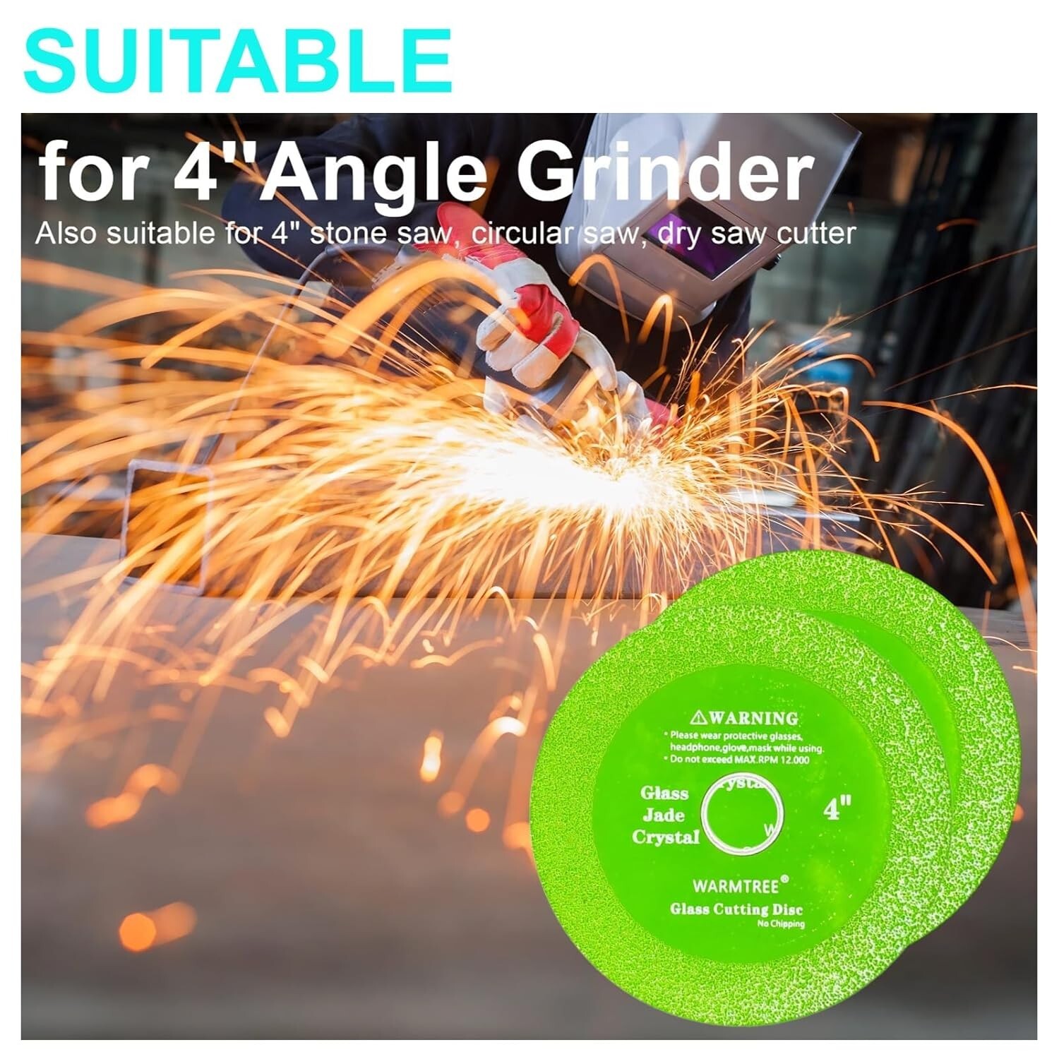 For Angle Grinder, 4″ Ceramic Tile Cutter Blade, Ultra- 5 Pcs Glass Cutting Disc