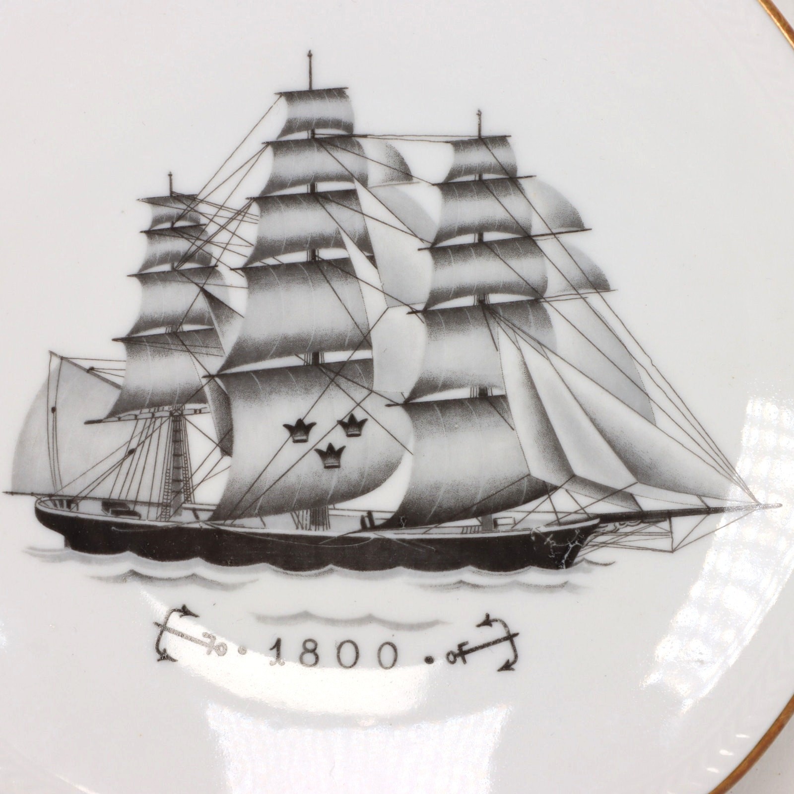 FL & Co Rorstrand Sverige Nautical Ship 8″ Plate Kingholmsservisen Sweden 1970’s