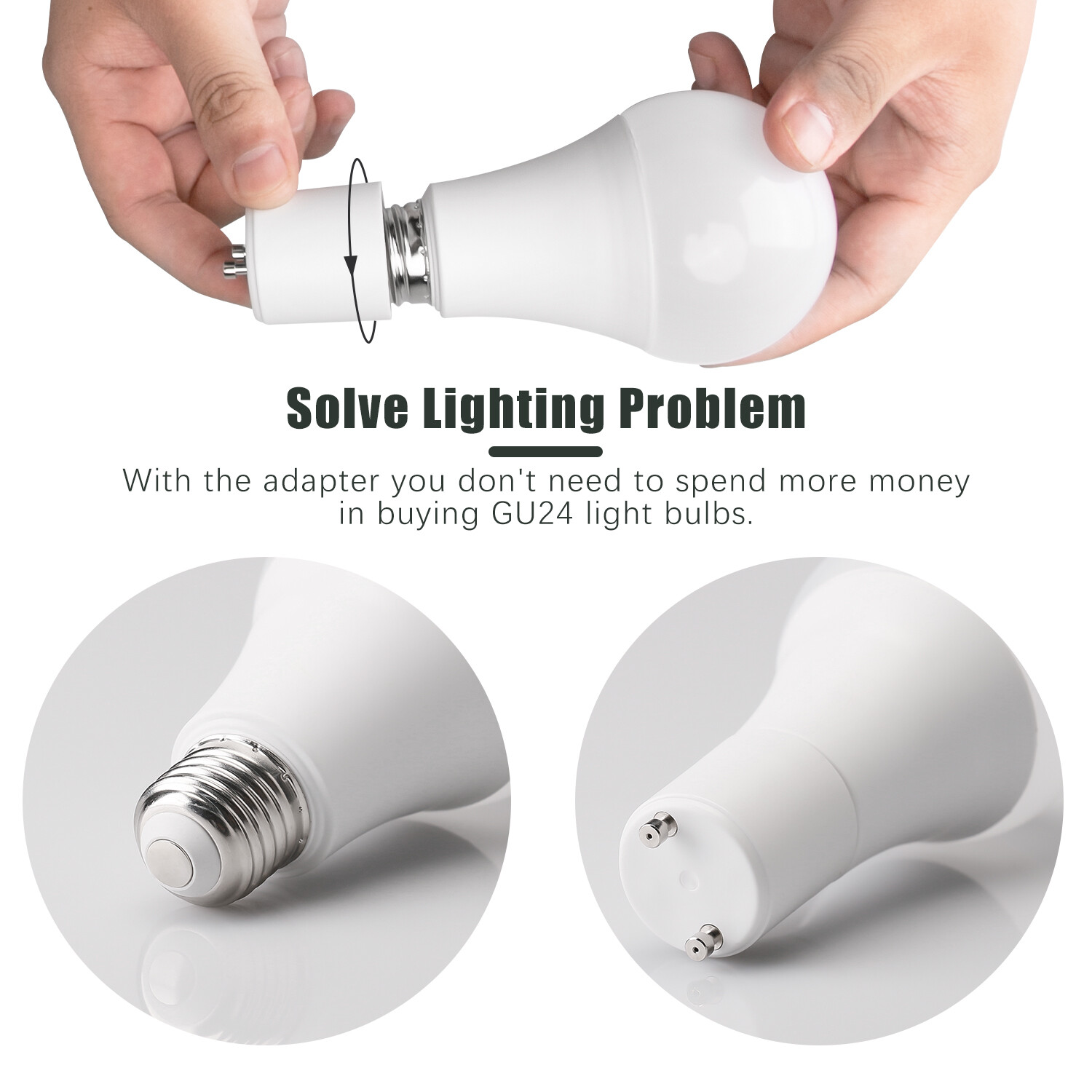 GU24 To E27 /E26 Screw LED Light Lamp Bulb Base Adapter Socket Converter Adaptor