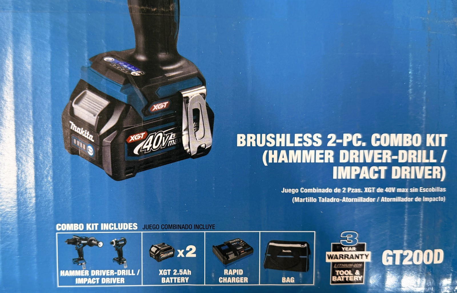Makita GT200D 40V max XGT Brushless Cordless 2Pc Combo Kit (2x40V 2.5Ah Battery)