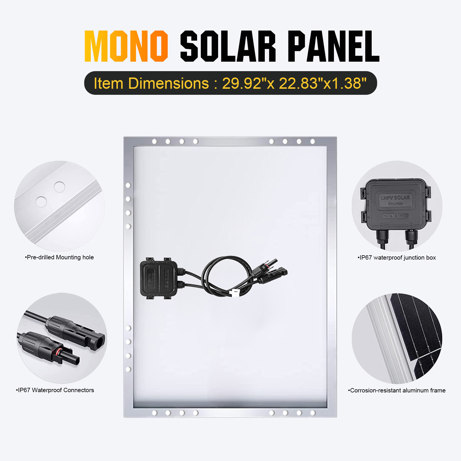 100W Solar Pane Kit 12V Battery Charger with MPPT Controller For Home RV Marine
