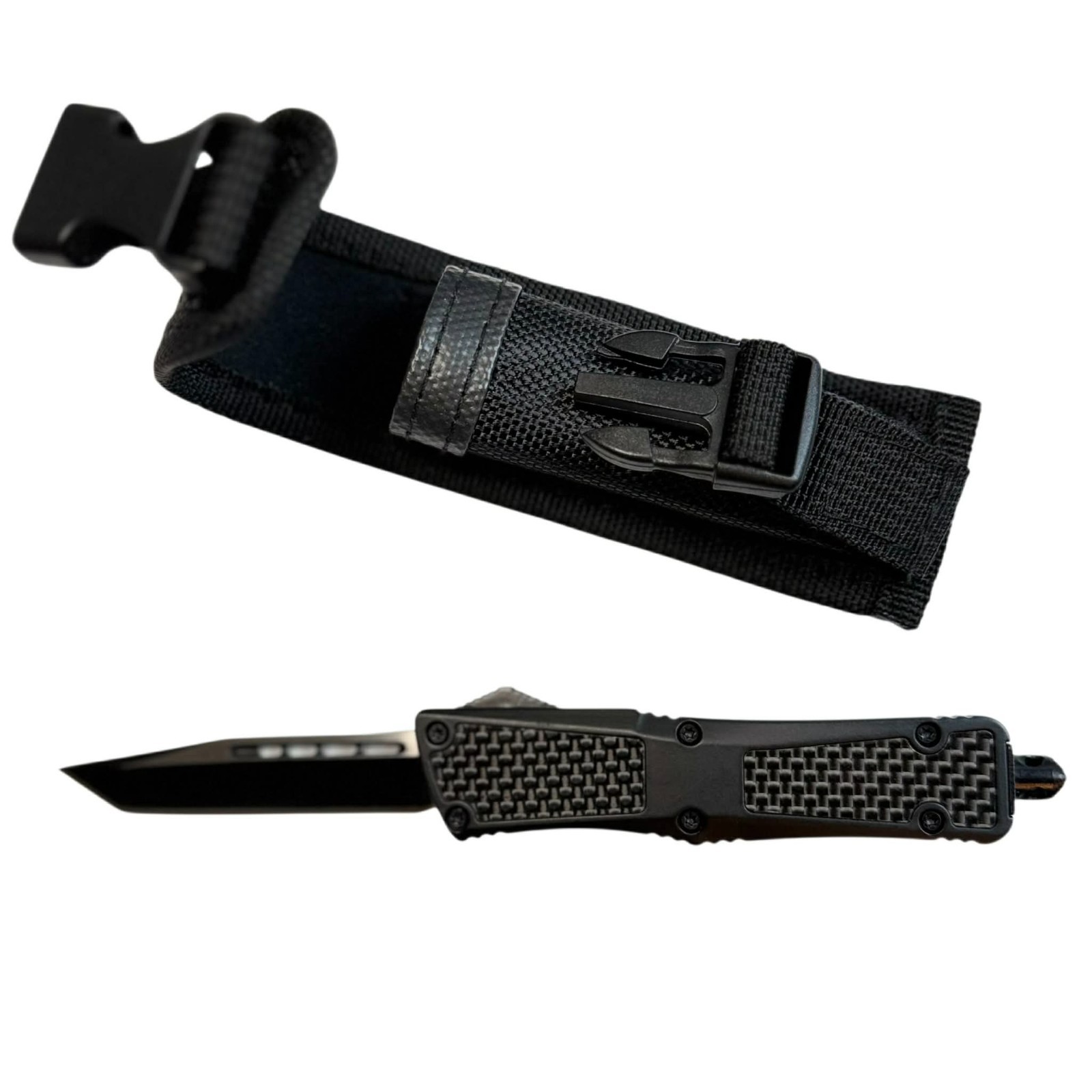 Kitchen Knife Portable Metal Handle Carbon Fiber Pattern EDC Sheath and Gift Box