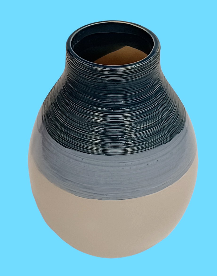 Pier 1 One 9″ Tapered Round Vase Light to Dark Textured Glossy Finish 3 -Toned