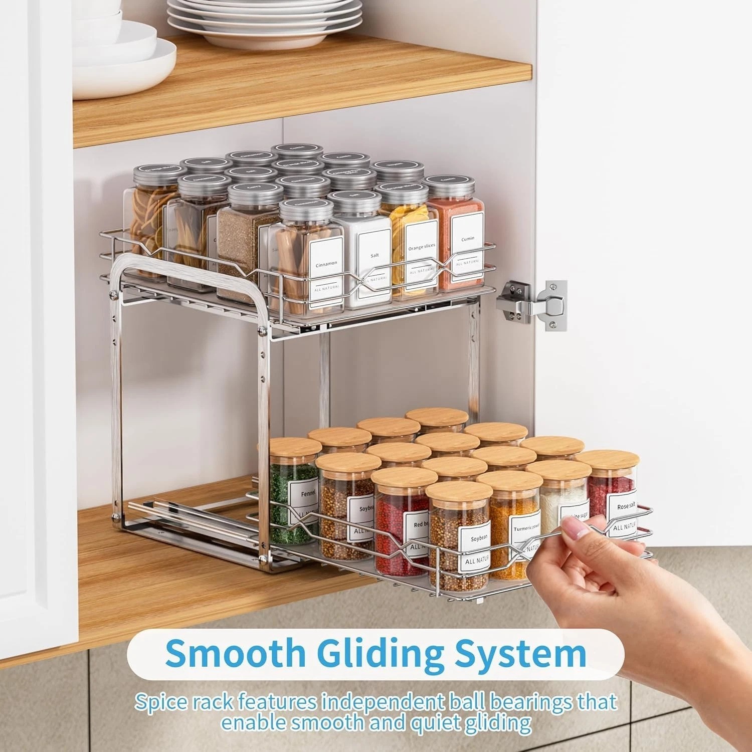 Multifunctional Chrome Spice Rack – Pull Out, Rust Resistant, 9.25”W Organizer