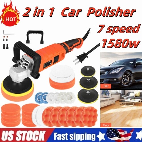 ✅7 Speed Car Buffer Polisher Waxer Rotary 5″+ 6″ Backing Plate Polishing Machine