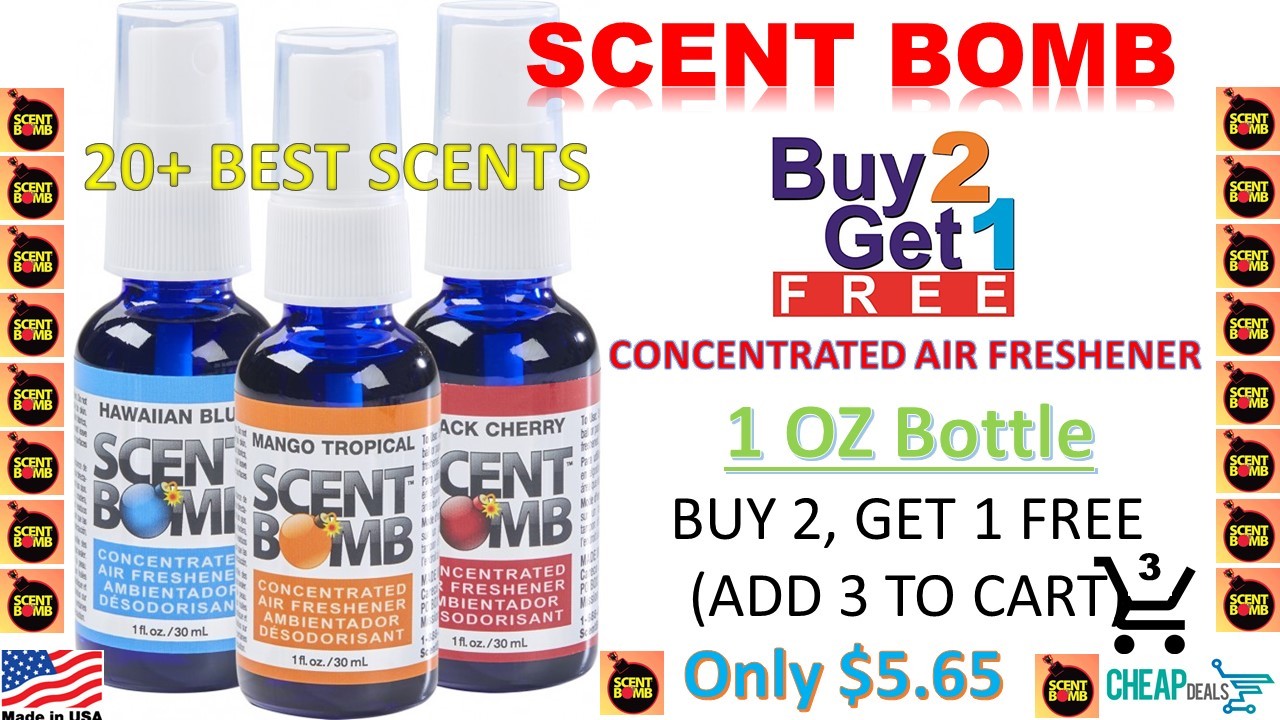 BUY 2 GET 1 FREE Scent Bomb 100% Concentrated Air Freshener 1oz, CAN, GEL DISK