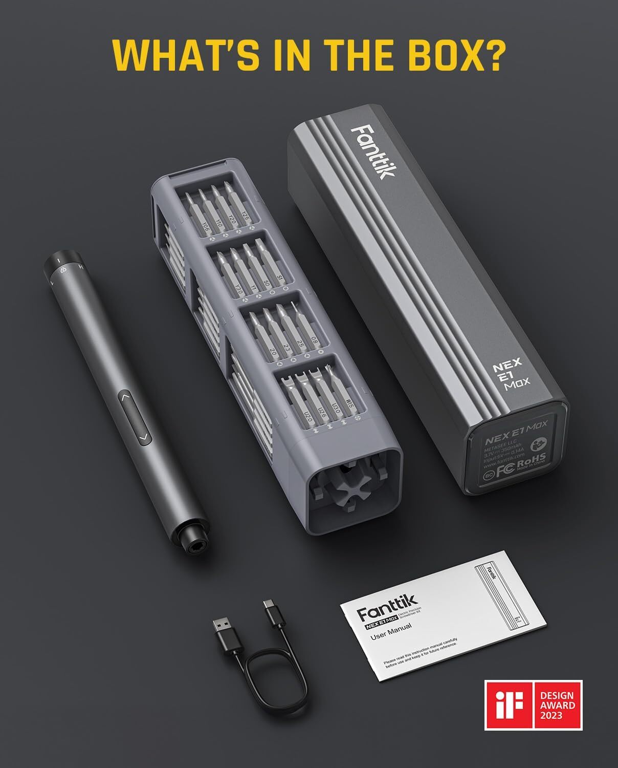 3.7V Mini Precision Electric Screwdriver Set with 50n1 Magnetic Bits and Storage