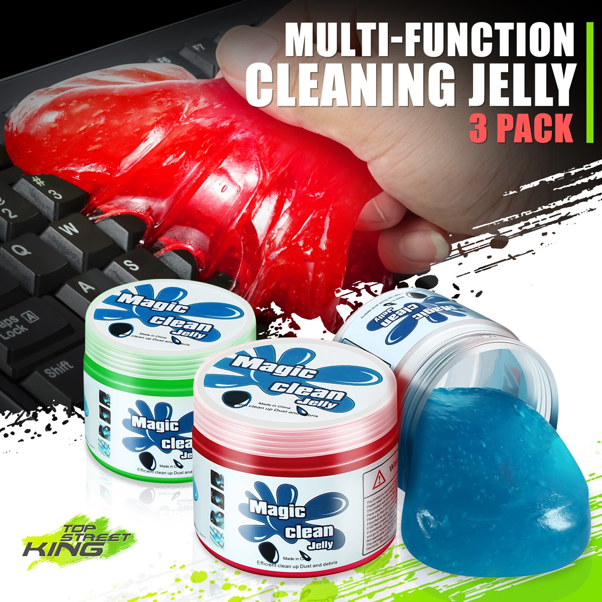 DNA Motoring 3x Universal Keyboard Dust Sticky Cleaning Gel Jelly Blue+Red+Green