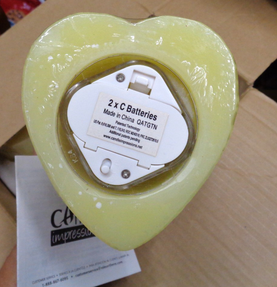 CANDLE IMPRESSIONS Set/3 Battery Operated Vanilla Candles HEART SQUARE OCTAGON