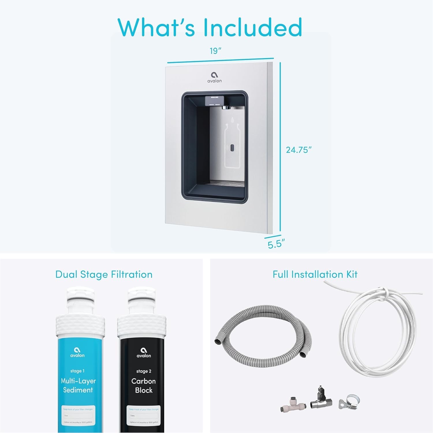 Avalon in-Wall Self-Cleaning Bottle Filling Station w/ Dual Filtration & WIFI