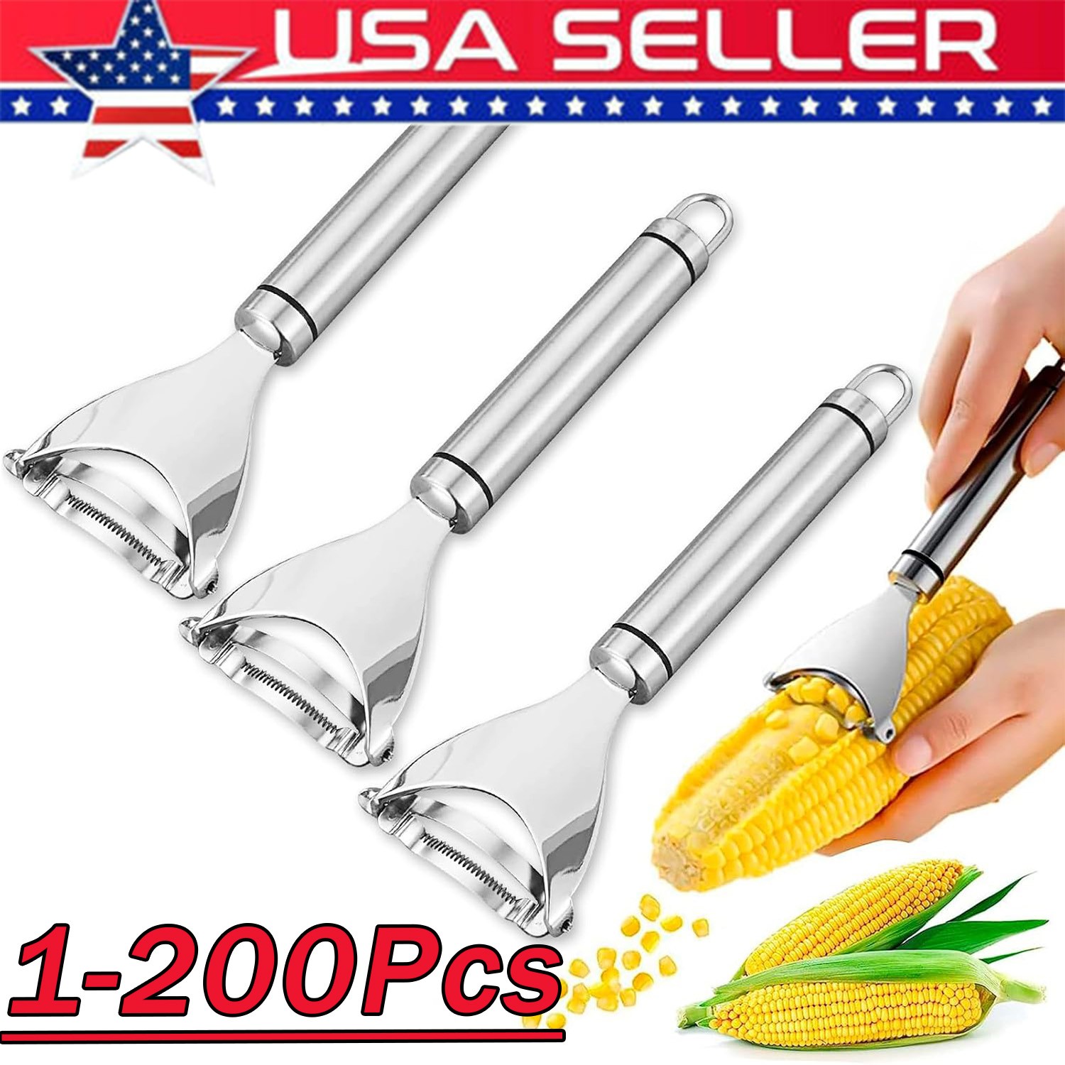 Stainless Steel Corn Cob Peeler Stripper Remover Kitchen Cutter Thresher Tool US