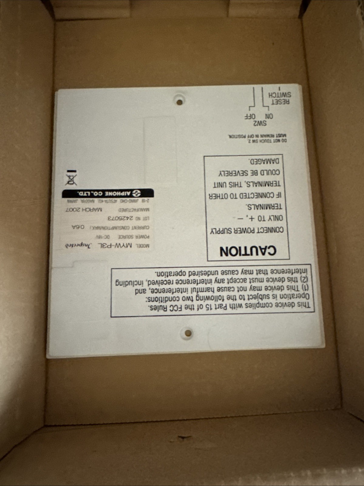 Aiphone MYW-P3L Adaptor for Access Control – Open Box *See Description