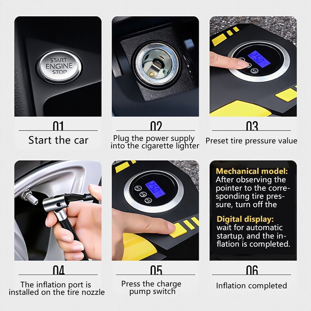 Car Air Tire Pump Inflator Compressor Digital Electric Auto Portable 150PSI 12V