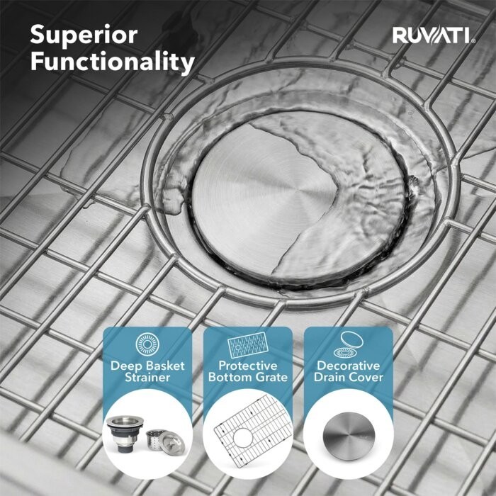 Ruvati 36″Undermount Slope Bottom Offset Drain Reversible Sink- RVH7497