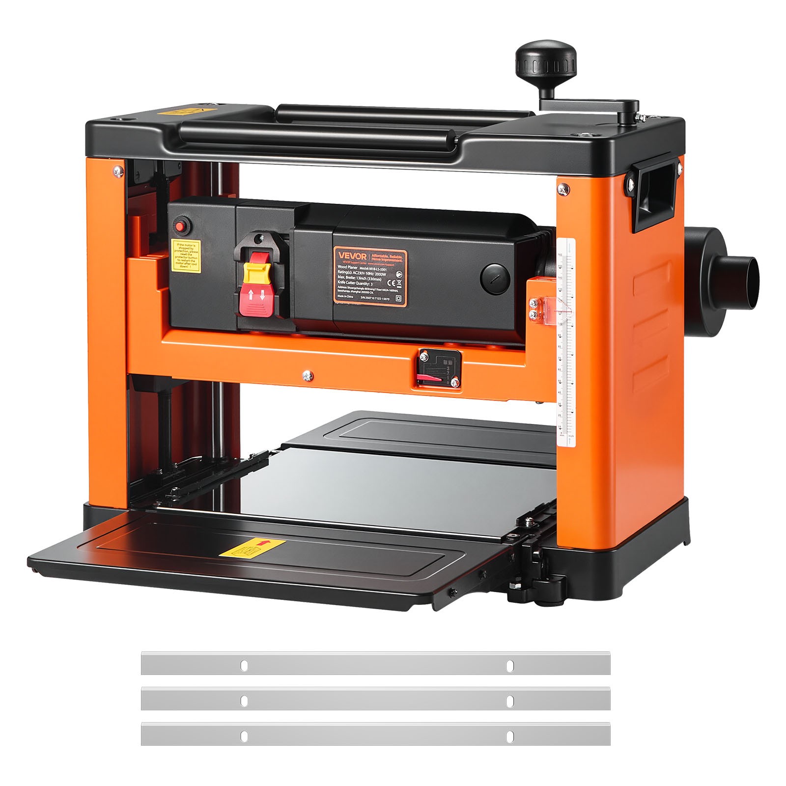 VEVOR Thickness Planer Three-Blade Power Benchtop Planer Woodworking 2000W 13 in