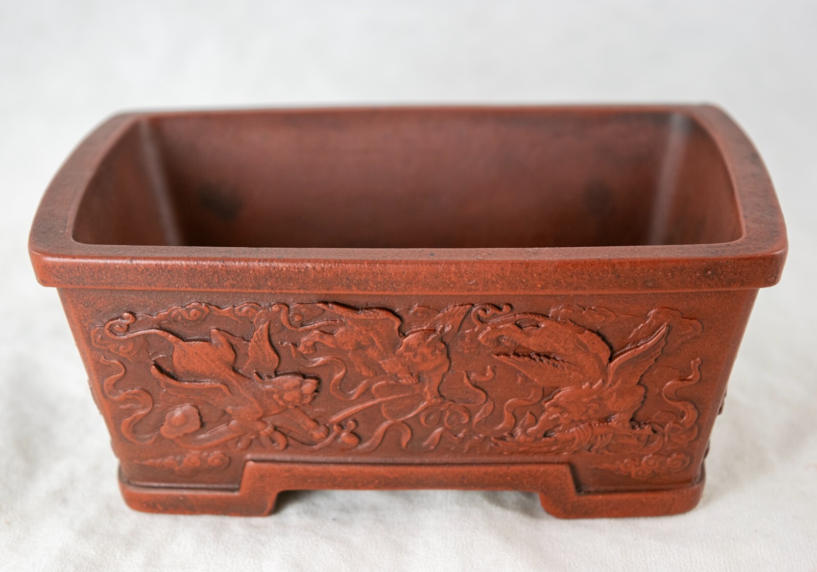Vintage Rectangular Zisha Cactus & Succulent Bonsai Pot + Mesh 6″x 4.5″x 2.25″
