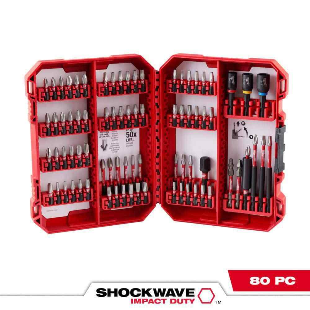Milwaukee 80 Piece Screw Driver Drill Bit Set Impact Duty SHOCKWAVE Alloy Steel