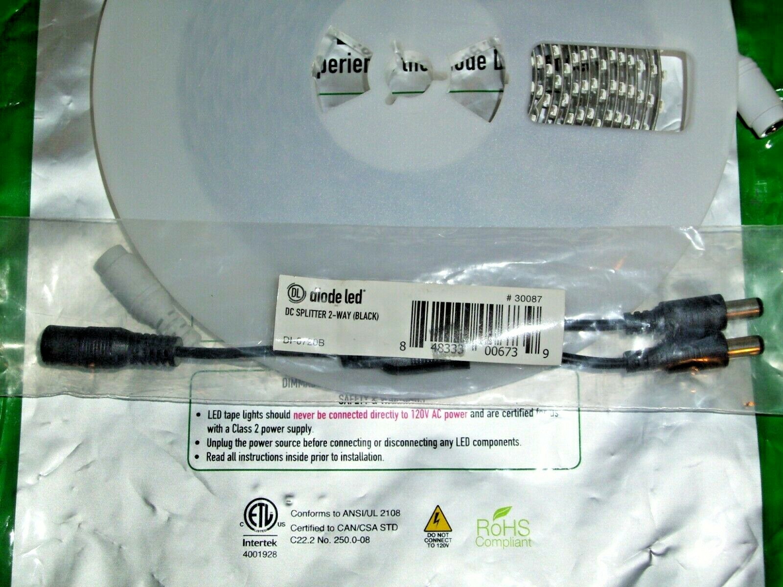 DIODE LED TAPE LIGHT & 2-WAY SPLITTER! 75″-79″ TAPE LENGTH #90124