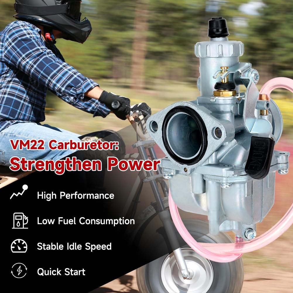 FVRITO VM22 26mm Carburetor Throttle Assembly Main Jets Kit for A-Red