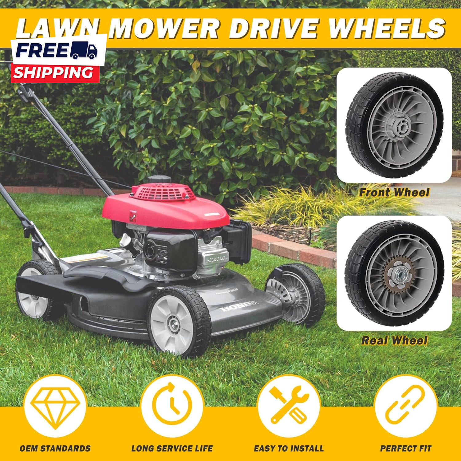 4 Pcs 8″ Lawn Mower Wheels Compatible with Honda HRR216 HRS216 HRT216 Lawn Mower
