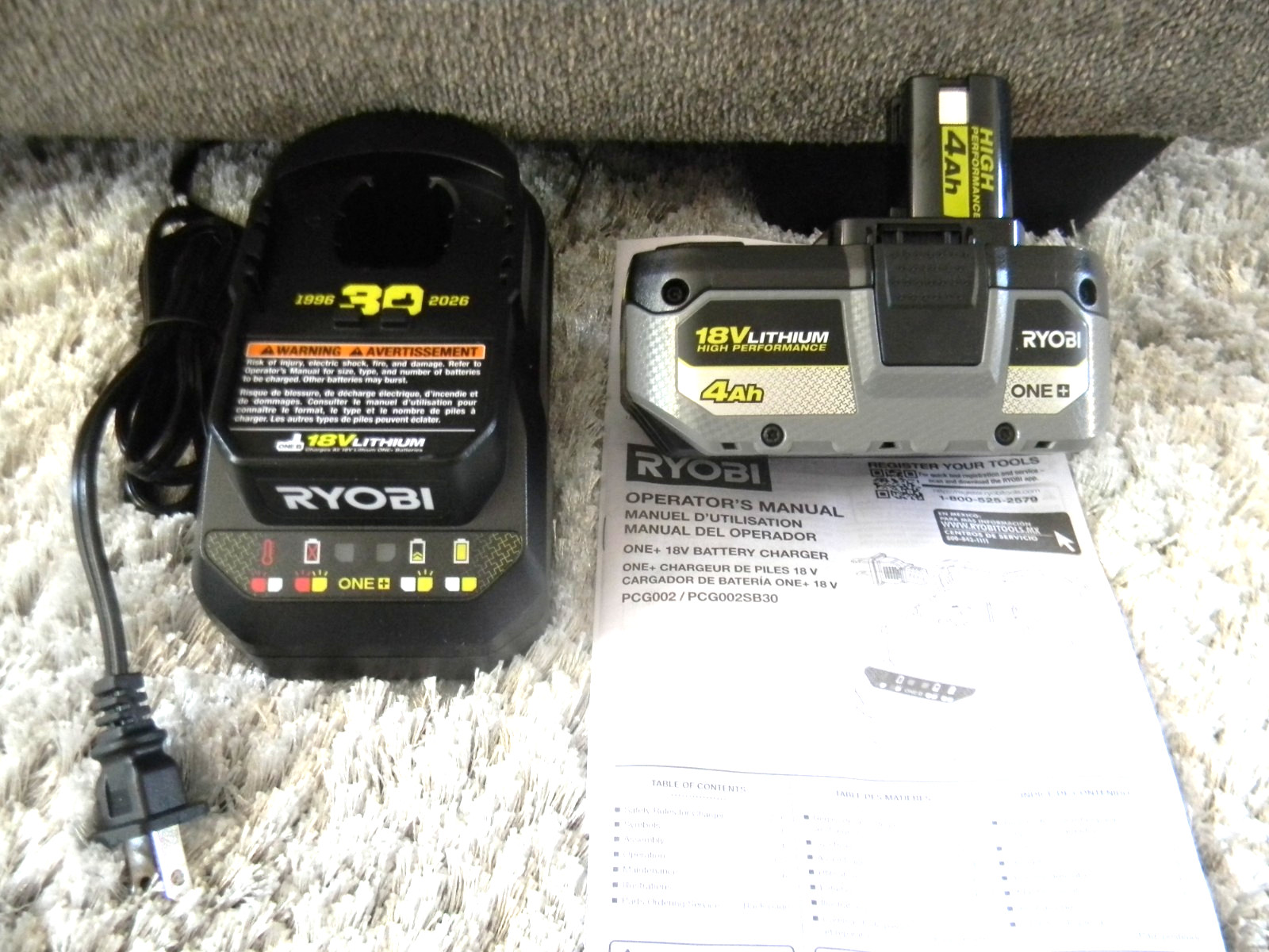 NEW Genuine RYOBI HP 18V 4.0Ah Lithium Ion Battery + Rare Black Charger PCG002
