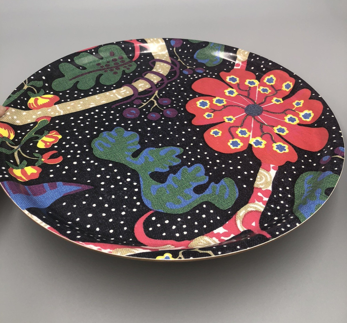 Vintage Svenskt Tenn Sweden Mirakel Miracle Round Tray Birchwood Josef Frank 12″