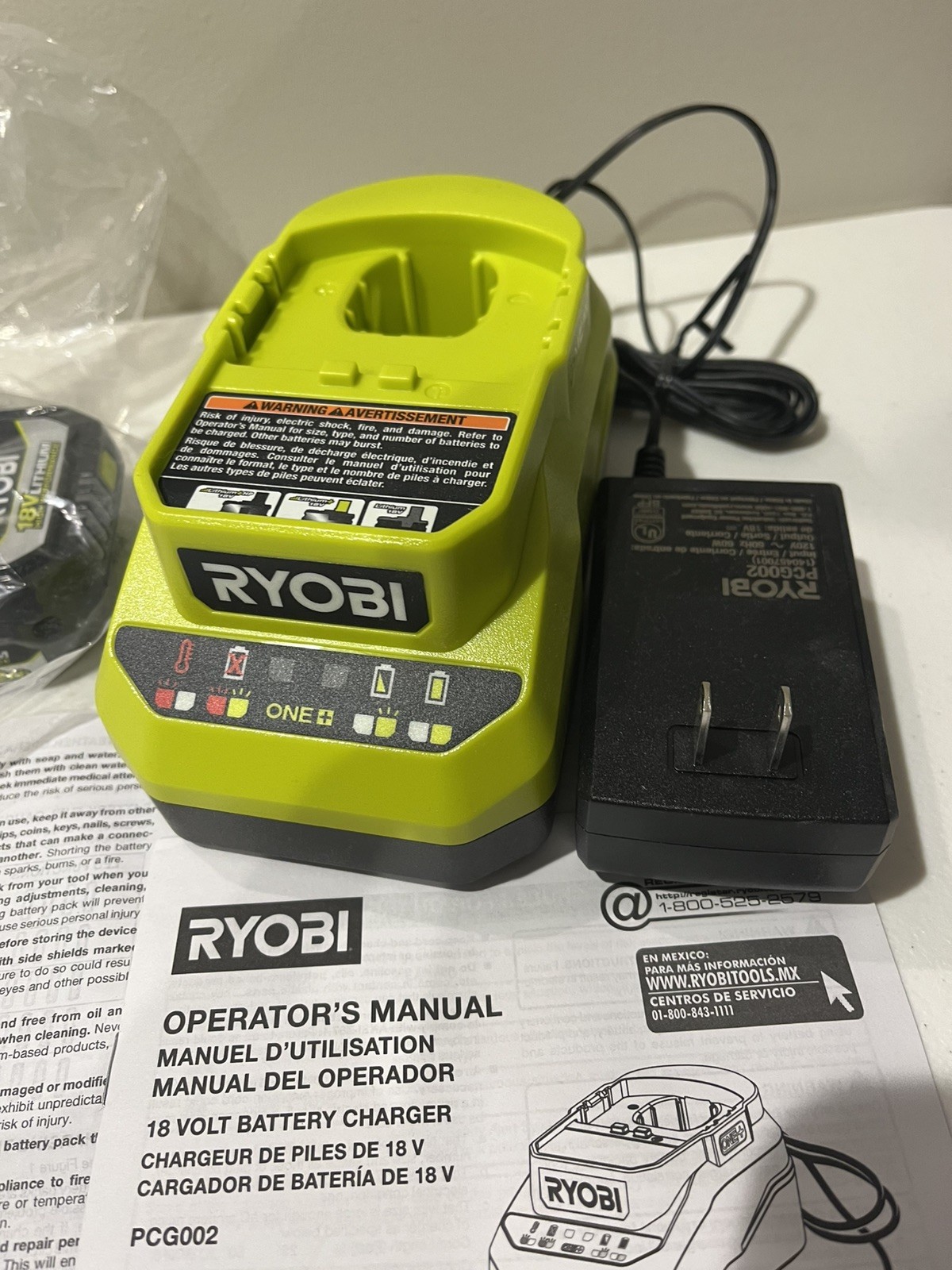 NEW Ryobi ONE+ 18V 2.0 Ah Lithium-Ion Battery PBP003 w/Ryobi PCG002 Charger