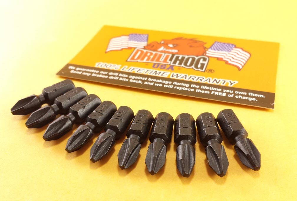 Drill Hog® #3 Phillips Insert Bit Impact 1/4 Hex #3 x 1 Lifetime Warranty 10 Pcs