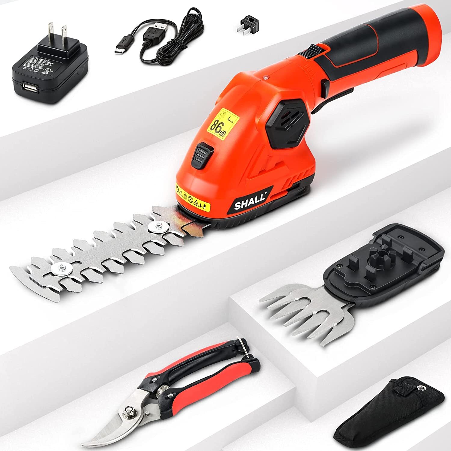 SHALL 7.2V Hedge Trimmer & Cordless Grass Shear-2 in 1 Handheld Grass Trimmer
