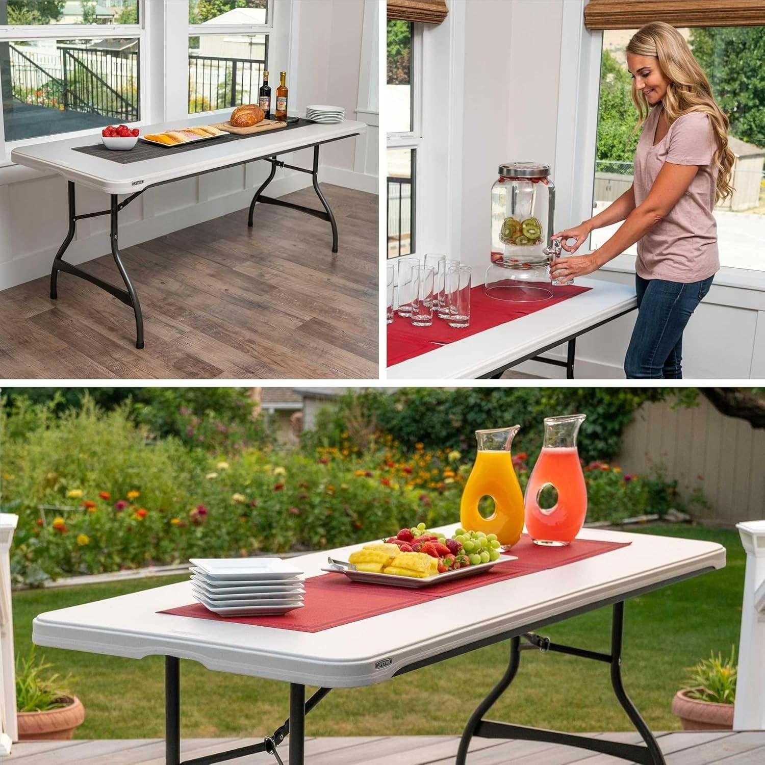 6 Foot Commercial Nesting Folding Table Almond Color