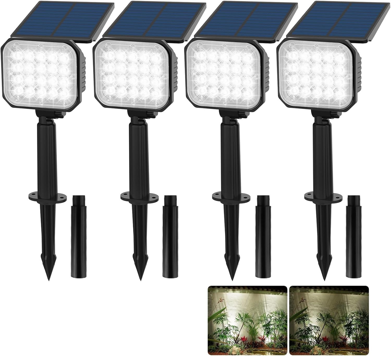 T-SUN 4Pack LED Solar Spot Lights Landscape Light Outdoor Pathway Waterproof US