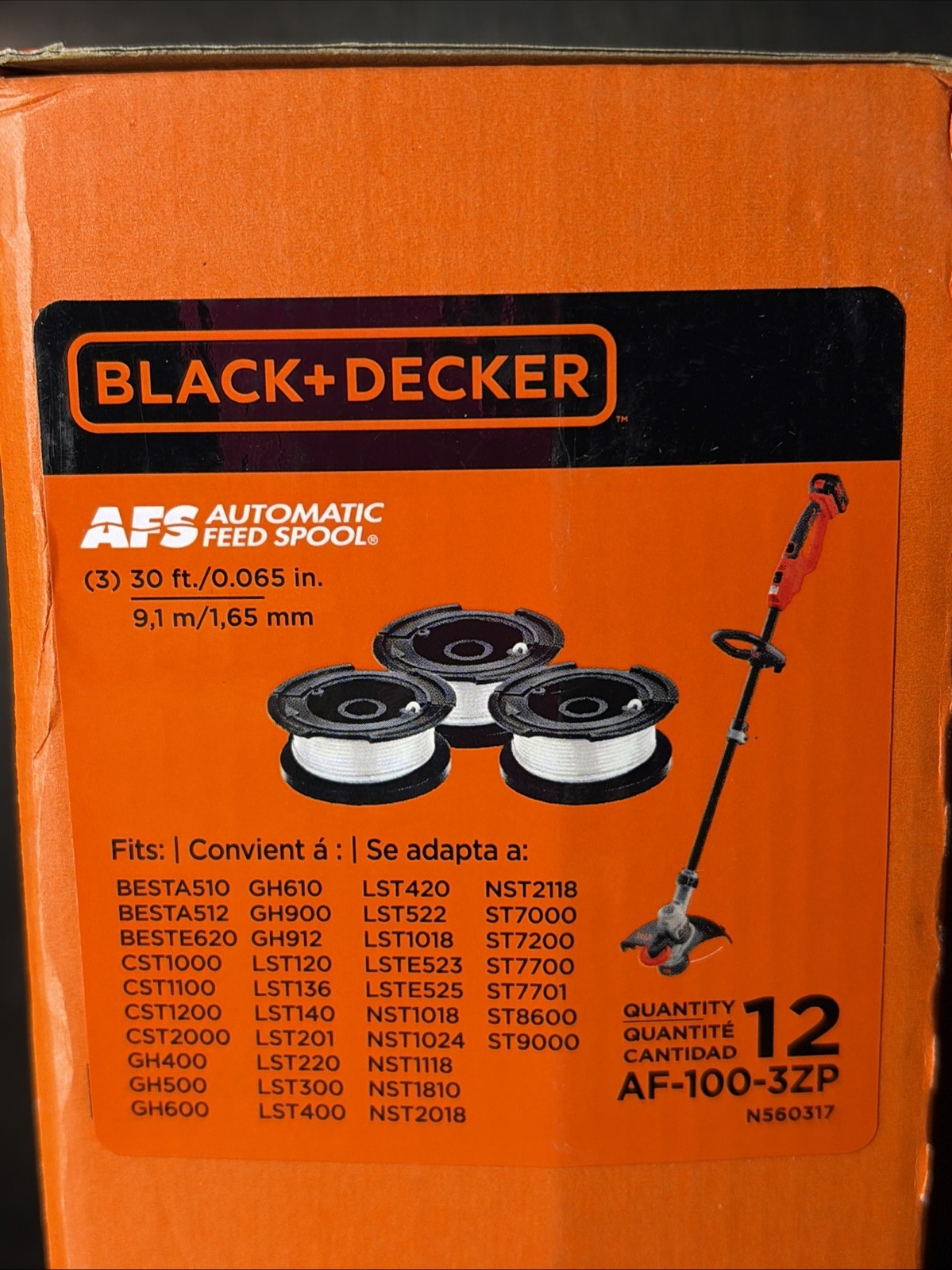 Black & Decker 12 Pack Of Genuine OEM Spools For AFS String Trimmers AF-100-3ZP
