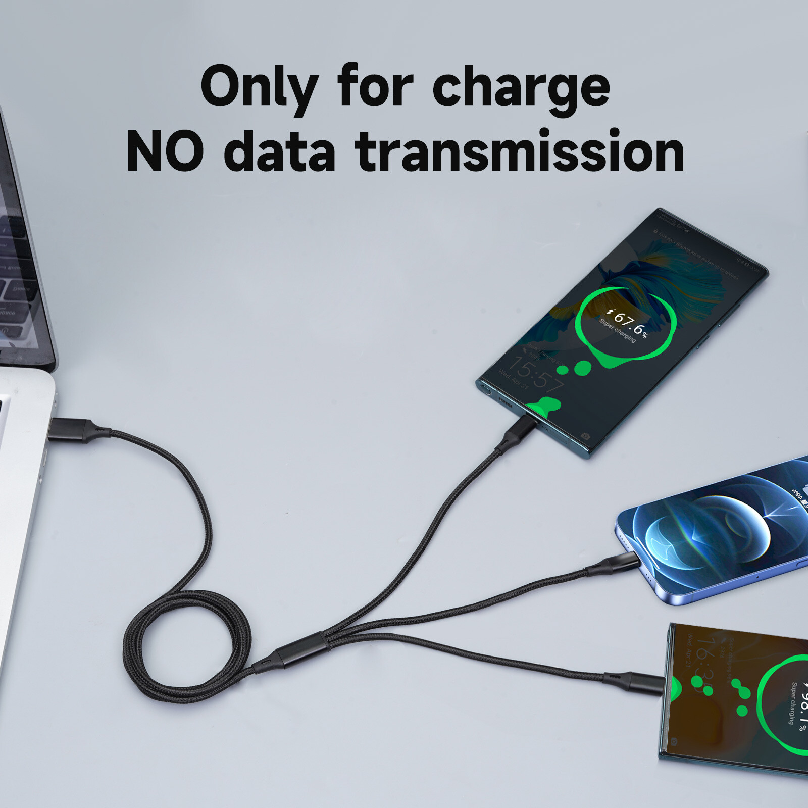 3in1 Multi USB Charger Charging Cable Micro USB Type-C for iPhone Samsung