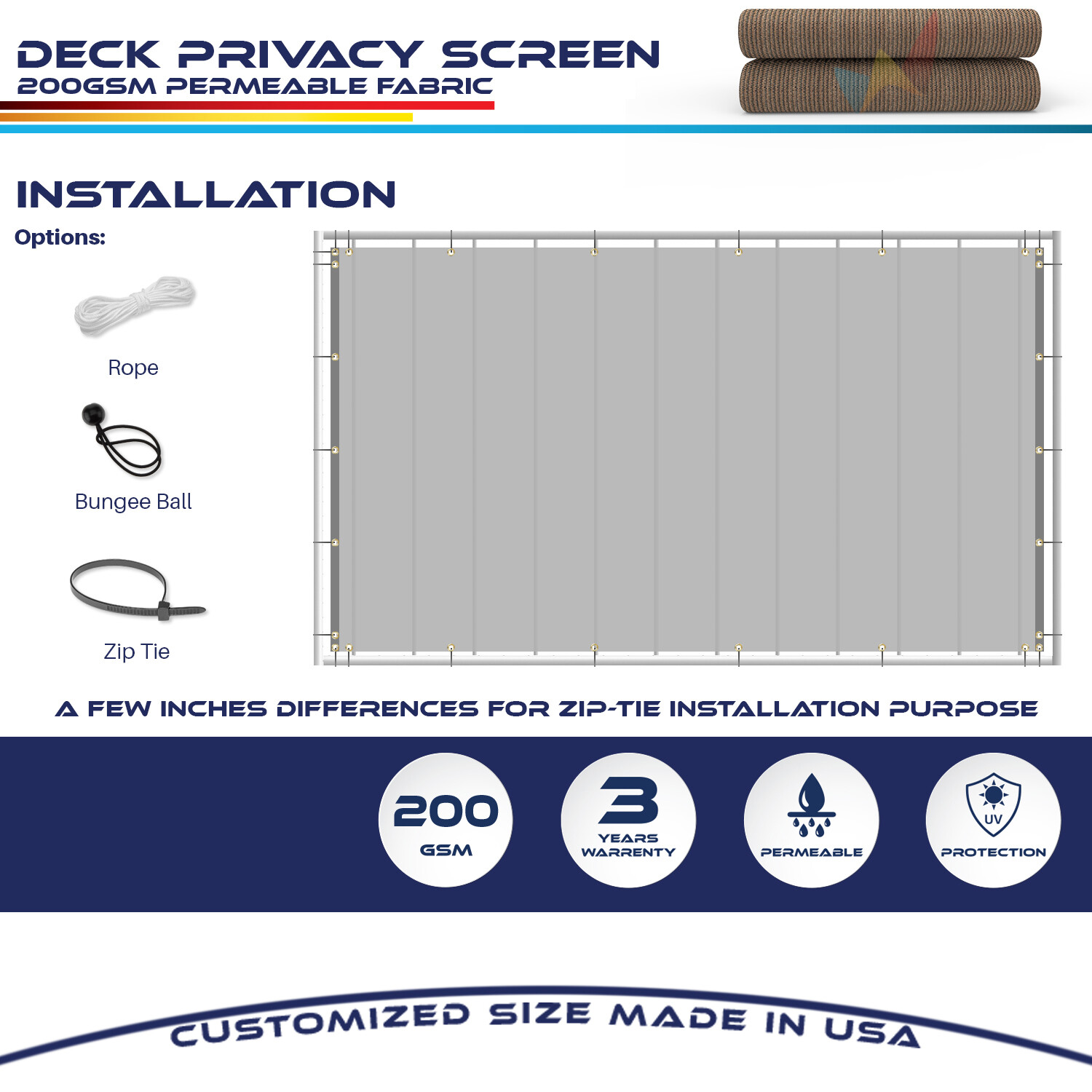 35in Privacy Balcony Deck Fence Screen Brown Yard Patio Fabric Shade Net Cover