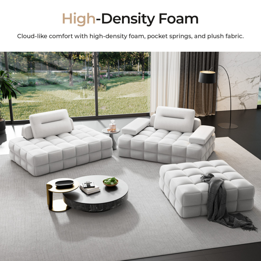132” Modular Sectional Sofa Couch with Deep Seat L-Shape Couch for Living Room